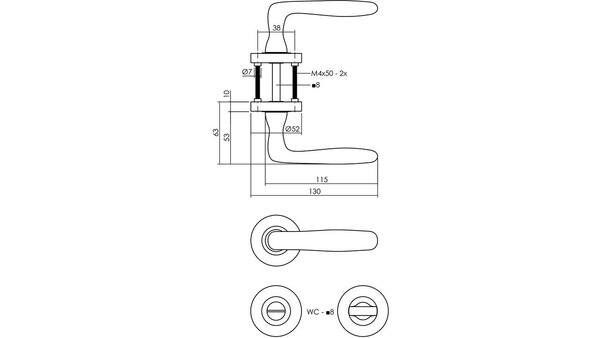 Intersteel Deurkruk Bjorn op rozet verdekt ø52x10mm met nokken zwart Intersteel Deurkruk Bjorn op rozet verdekt ø52x10mm met nokken zwart