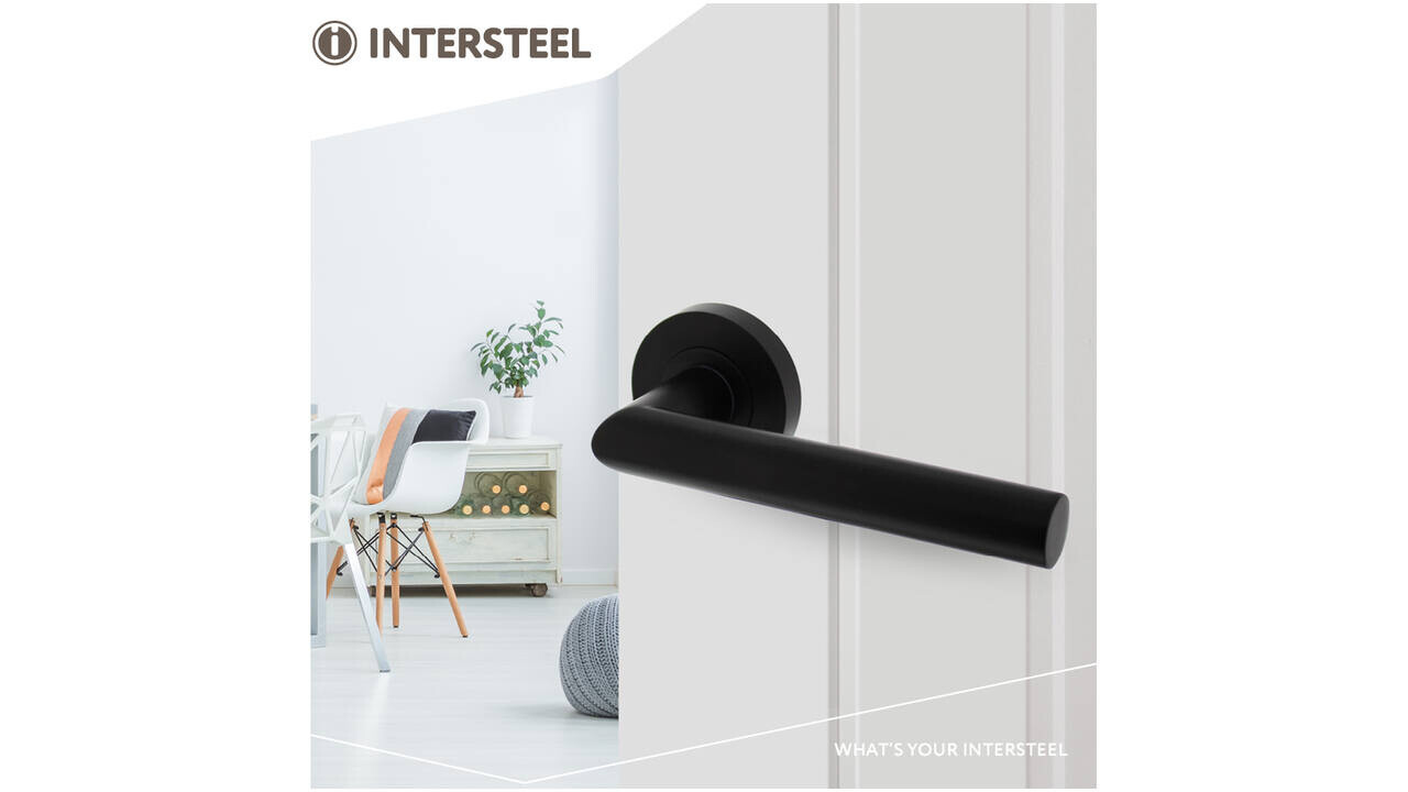 Intersteel Deurkruk Bastian op rozet verdekt ø52x10mm met nokken zwart