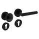 Intersteel Knop/kruk garnituur rechts Bastian op rozet verdekt ø52x10mm met nokken en cilinderrozetten zwart