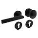 Intersteel Knop/kruk garnituur links Bastian op rozet verdekt ø52x10mm met nokken en cilinderrozetten zwart