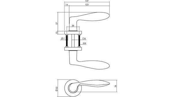 Intersteel Deurkruk George op rozet verdekt ø52x10mm met nokken zwart