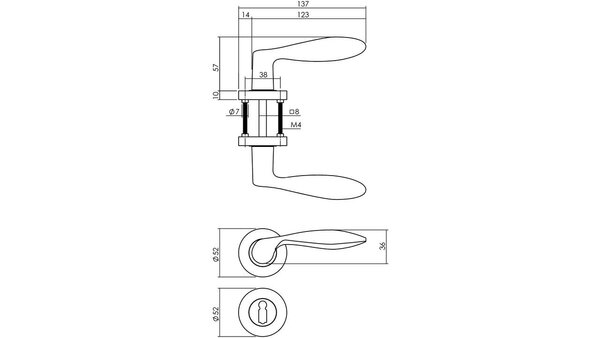 Intersteel Deurkruk George op rozet verdekt ø52x10mm met nokken zwart