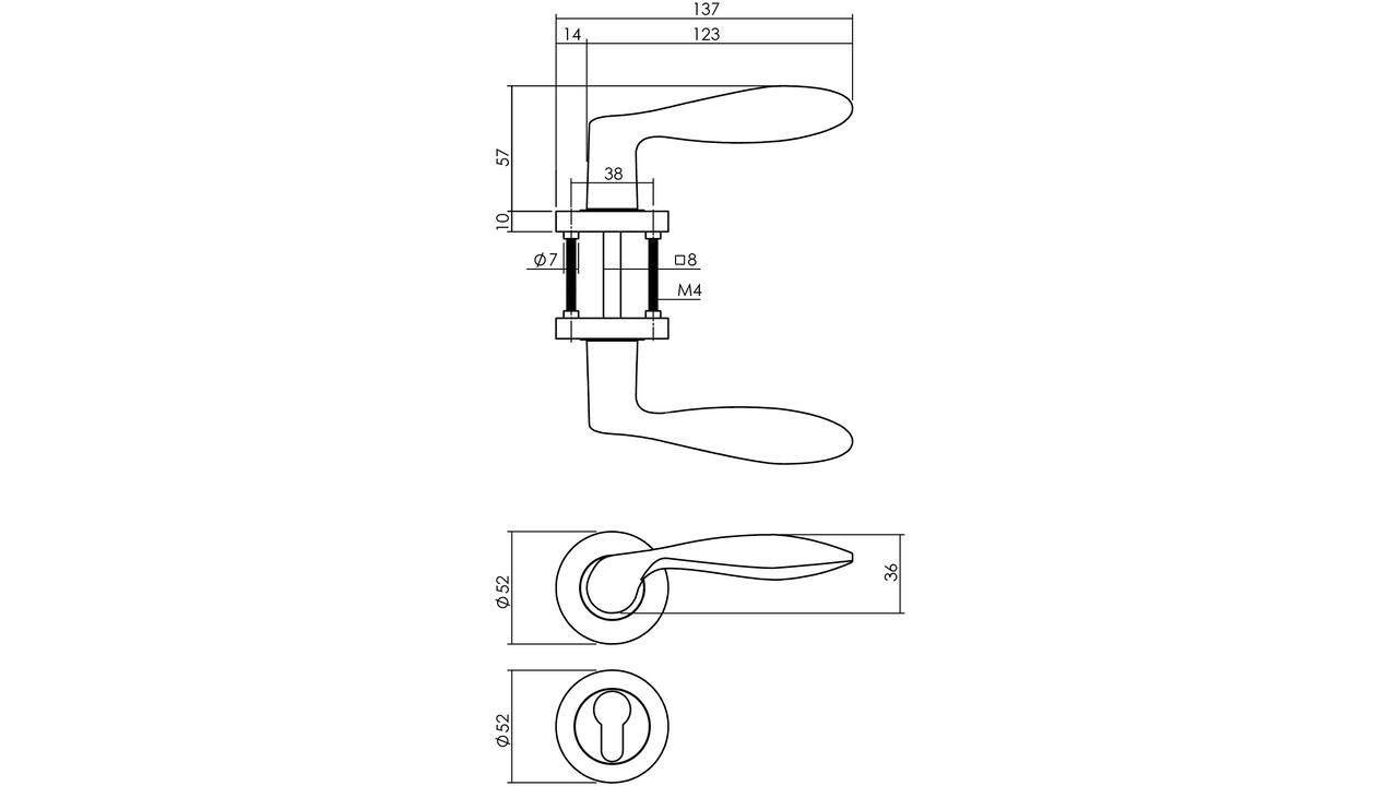 Intersteel Deurkruk George op rozet verdekt ø52x10mm met nokken zwart