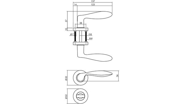 Intersteel Deurkruk George op rozet verdekt ø52x10mm met nokken zwart