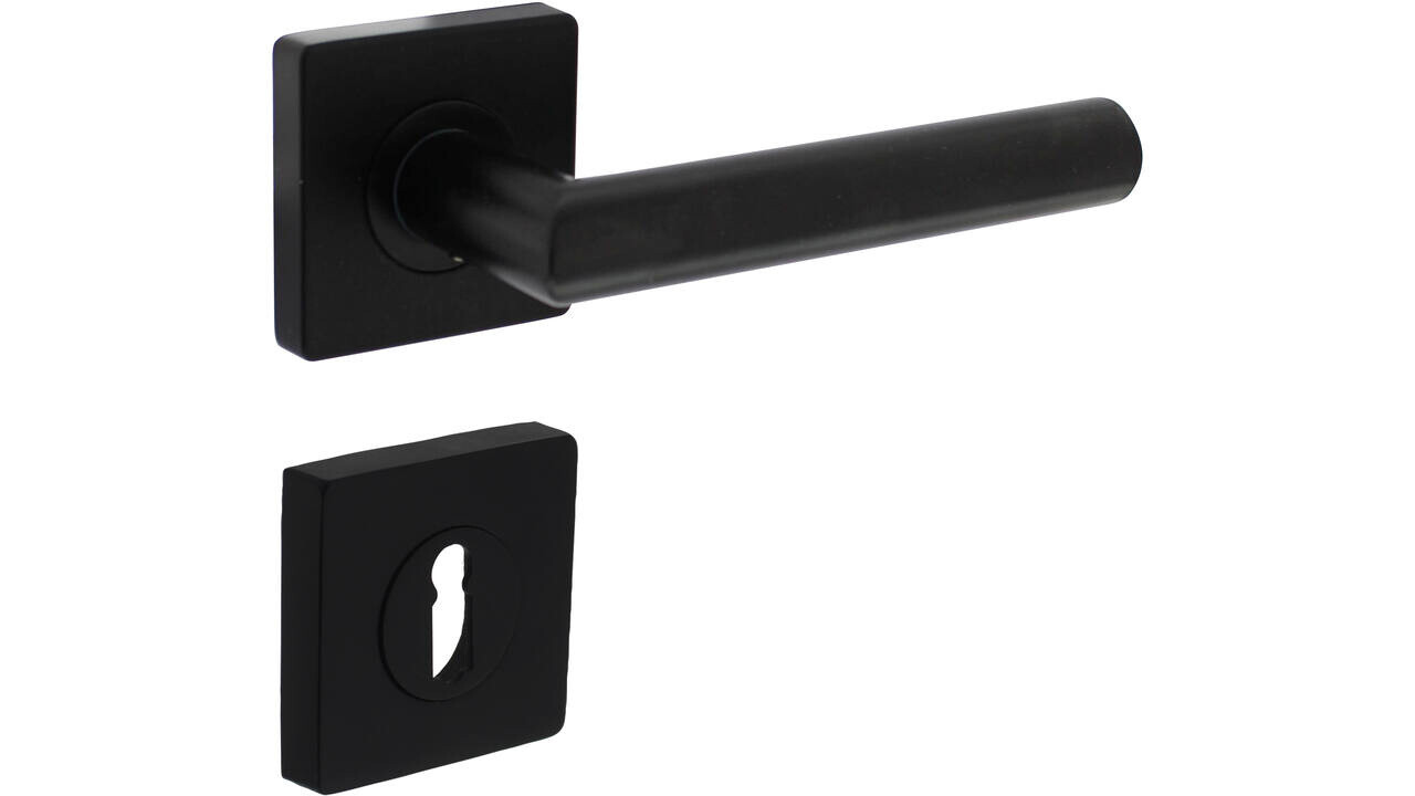Intersteel Deurkruk Bastian op rozet 55x55x10mm met nokken zwart