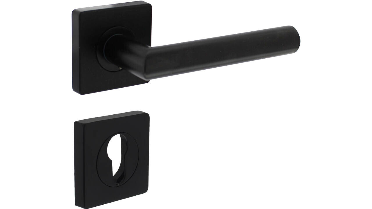 Intersteel Deurkruk Bastian op rozet 55x55x10mm met nokken zwart