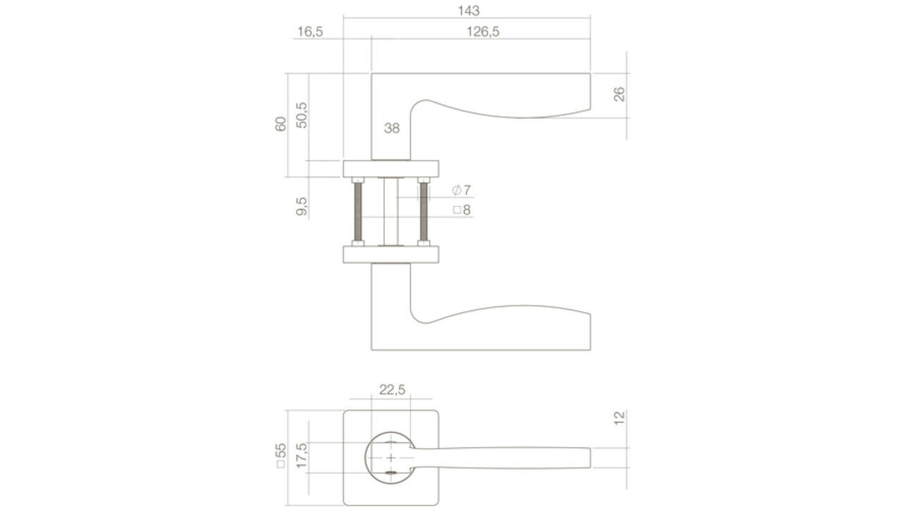 Intersteel Deurkruk Apollo op rozet verdekt 55x55x10mm met nokken zwart