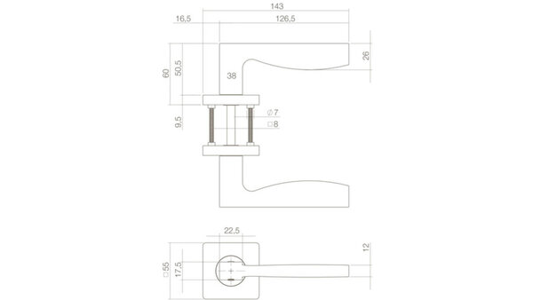 Intersteel Deurkruk Apollo op rozet verdekt 55x55x10mm met nokken zwart