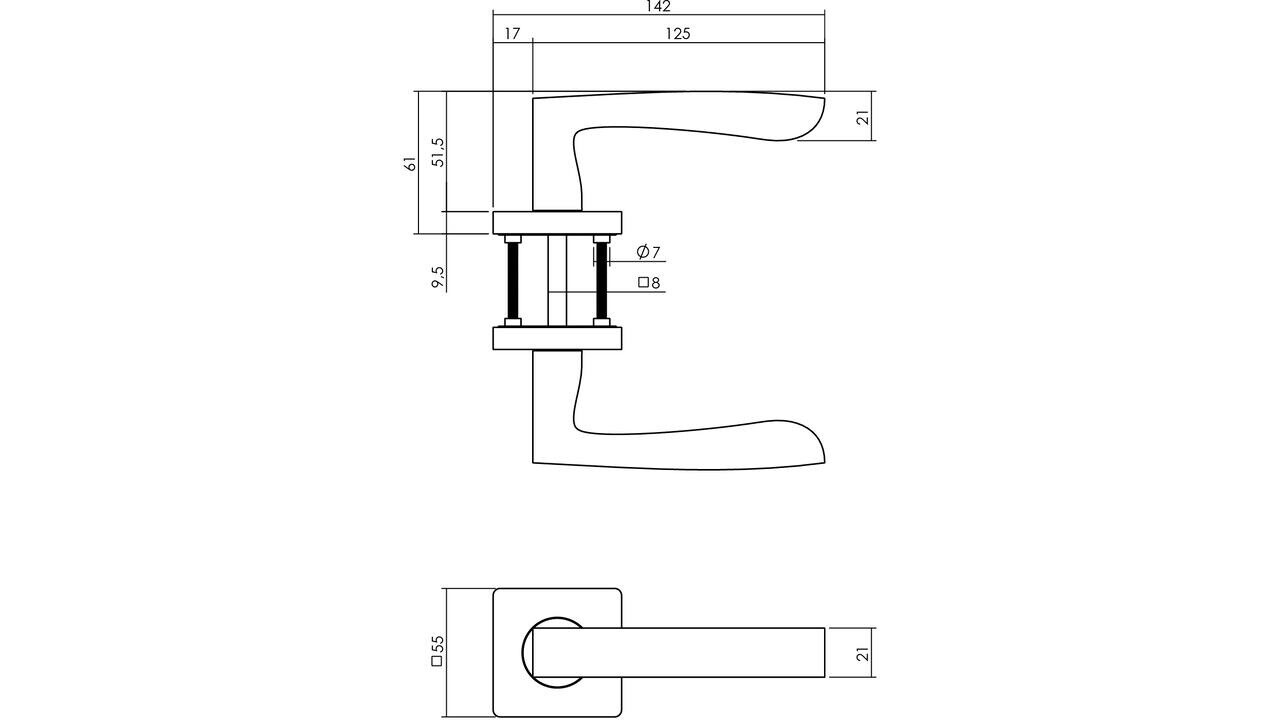 Intersteel Deurkruk Minos op rozet verdekt 55x55x10mm met nokken zwart