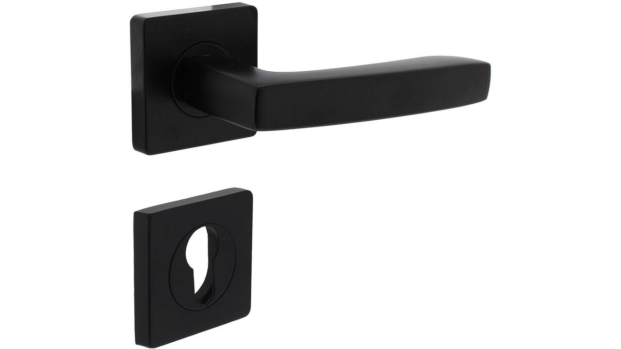Intersteel Deurkruk Minos op rozet verdekt 55x55x10mm met nokken zwart