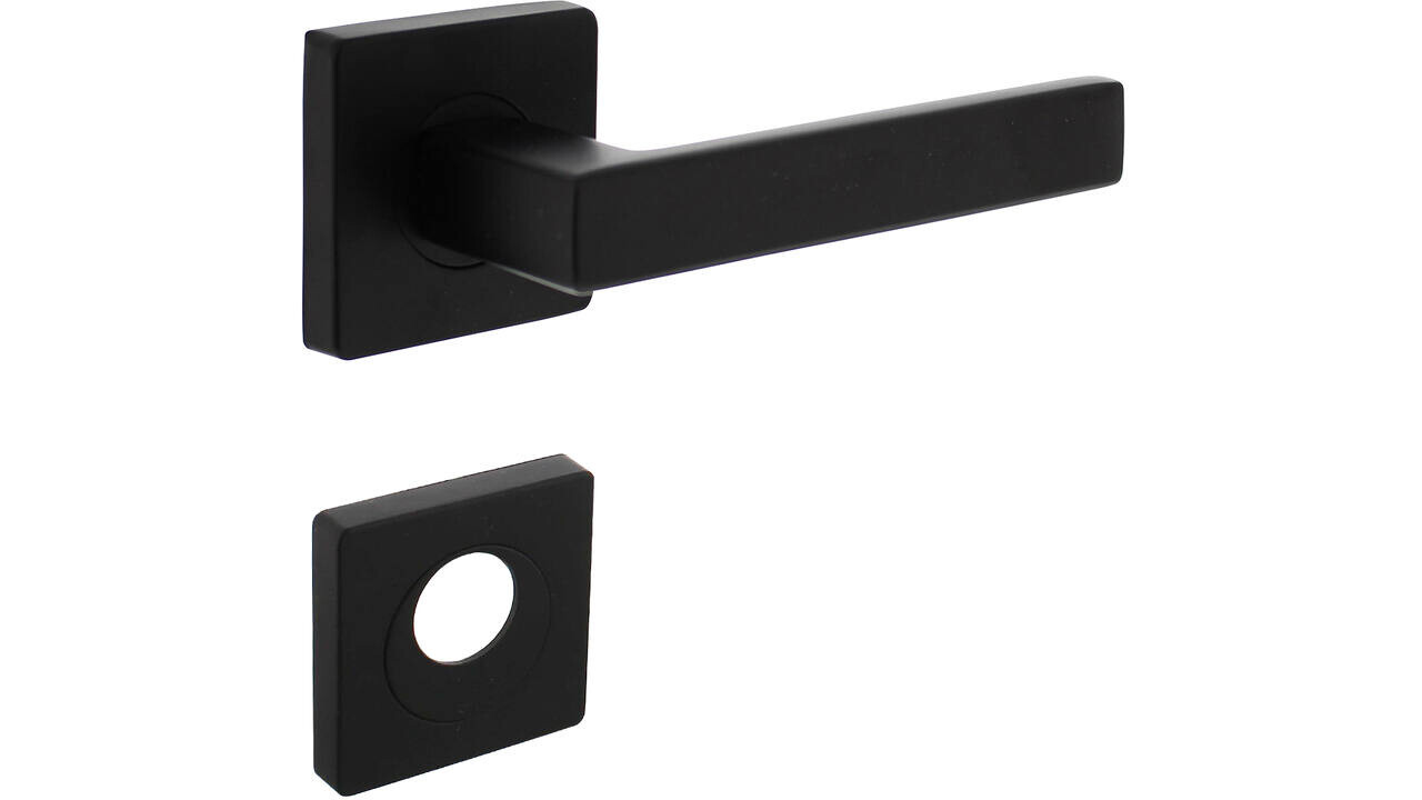 Intersteel Deurkruk Hera op rozet verdekt 55x55x10mm met nokken zwart Intersteel Deurkruk Hera op rozet verdekt 55x55x10mm met nokken zwart