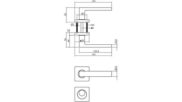 Intersteel Deurkruk Hera op rozet verdekt 55x55x10mm met nokken zwart Intersteel Deurkruk Hera op rozet verdekt 55x55x10mm met nokken zwart