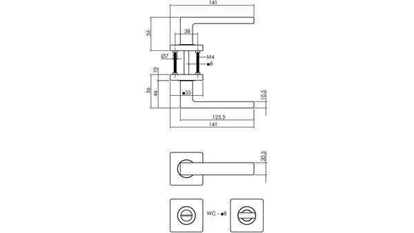 Intersteel Deurkruk Hera op rozet verdekt 55x55x10mm met nokken zwart Intersteel Deurkruk Hera op rozet verdekt 55x55x10mm met nokken zwart