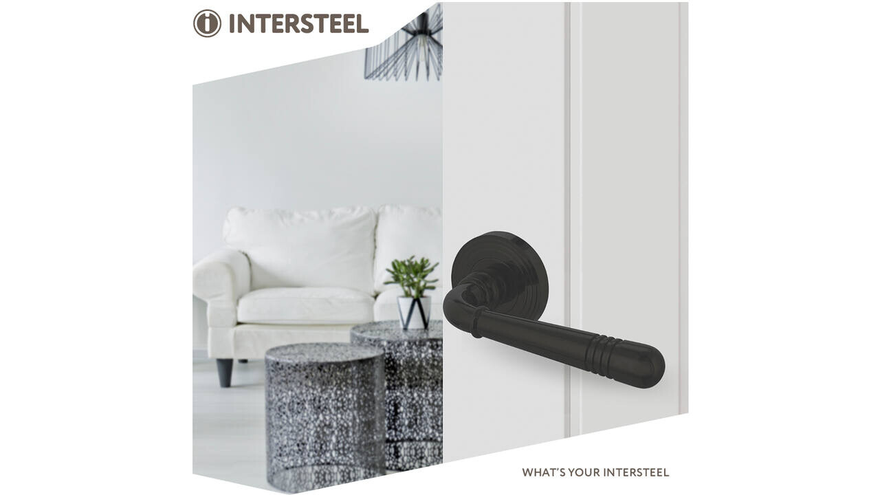 Intersteel Deurkruk Helena op rozet verdekt met rillen ø55x10mm met nokken zwart