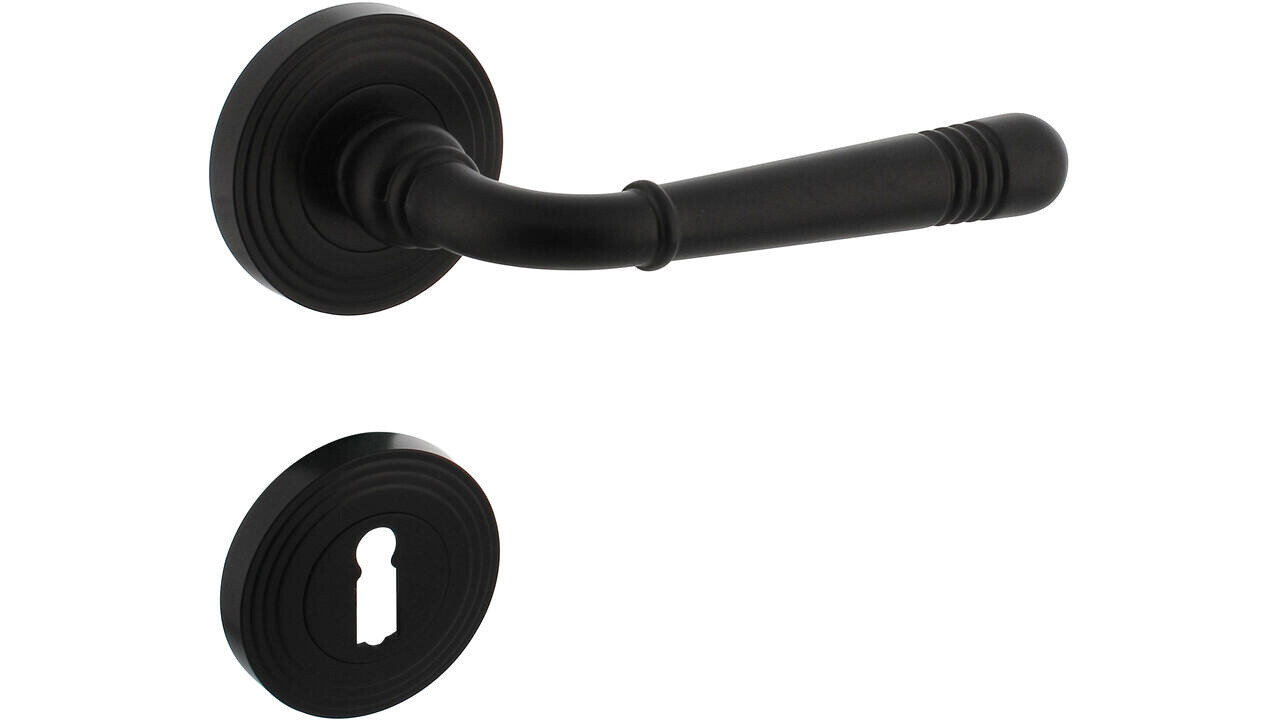 Intersteel Deurkruk Helena op rozet verdekt met rillen ø55x10mm met nokken zwart
