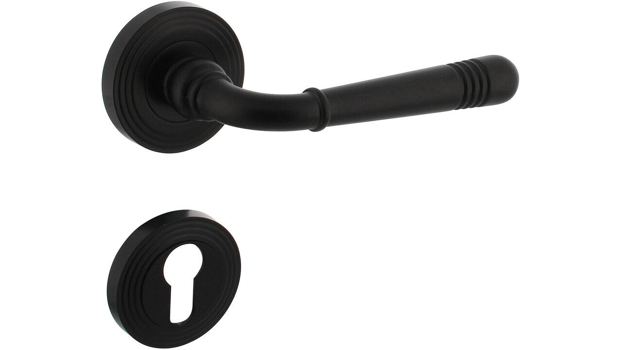 Intersteel Deurkruk Helena op rozet verdekt met rillen ø55x10mm met nokken zwart