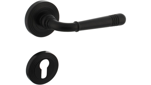 Intersteel Deurkruk Helena op rozet verdekt met rillen ø55x10mm met nokken zwart