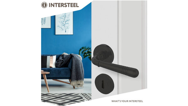 Intersteel Deurkruk Helena op rozet verdekt met rillen ø55x10mm met nokken zwart