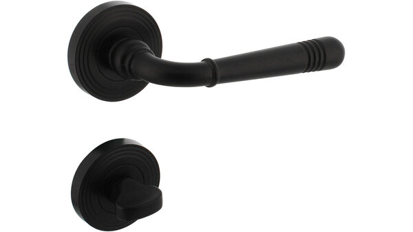 Intersteel Deurkruk Helena op rozet verdekt met rillen ø55x10mm met nokken zwart