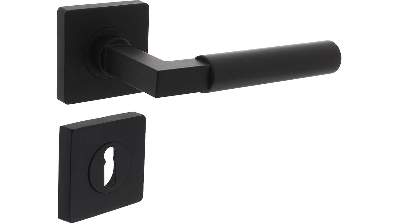 Intersteel Deurkruk Baustil op rozet verdekt 55x55x10mm met nokken zwart