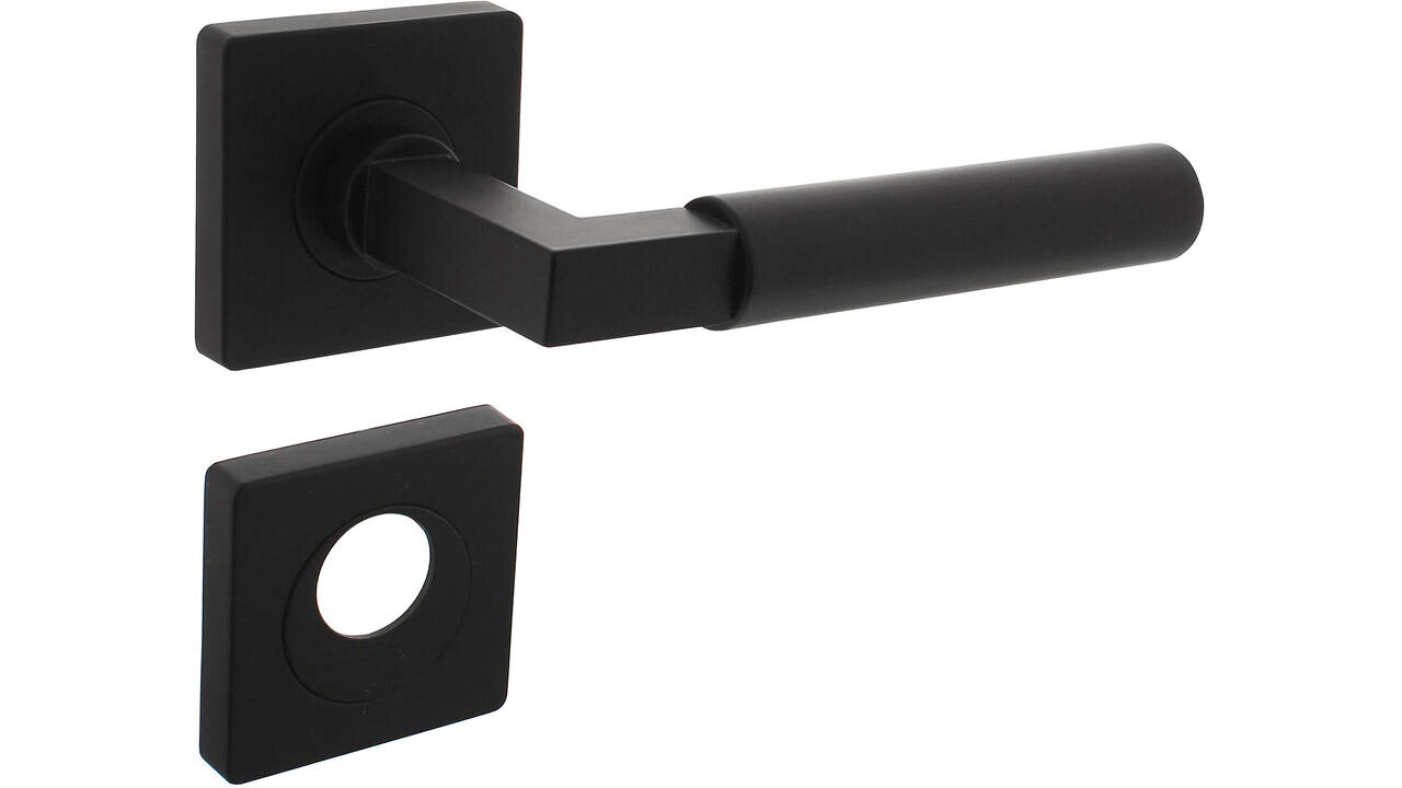 Intersteel Deurkruk Baustil op rozet verdekt 55x55x10mm met nokken zwart
