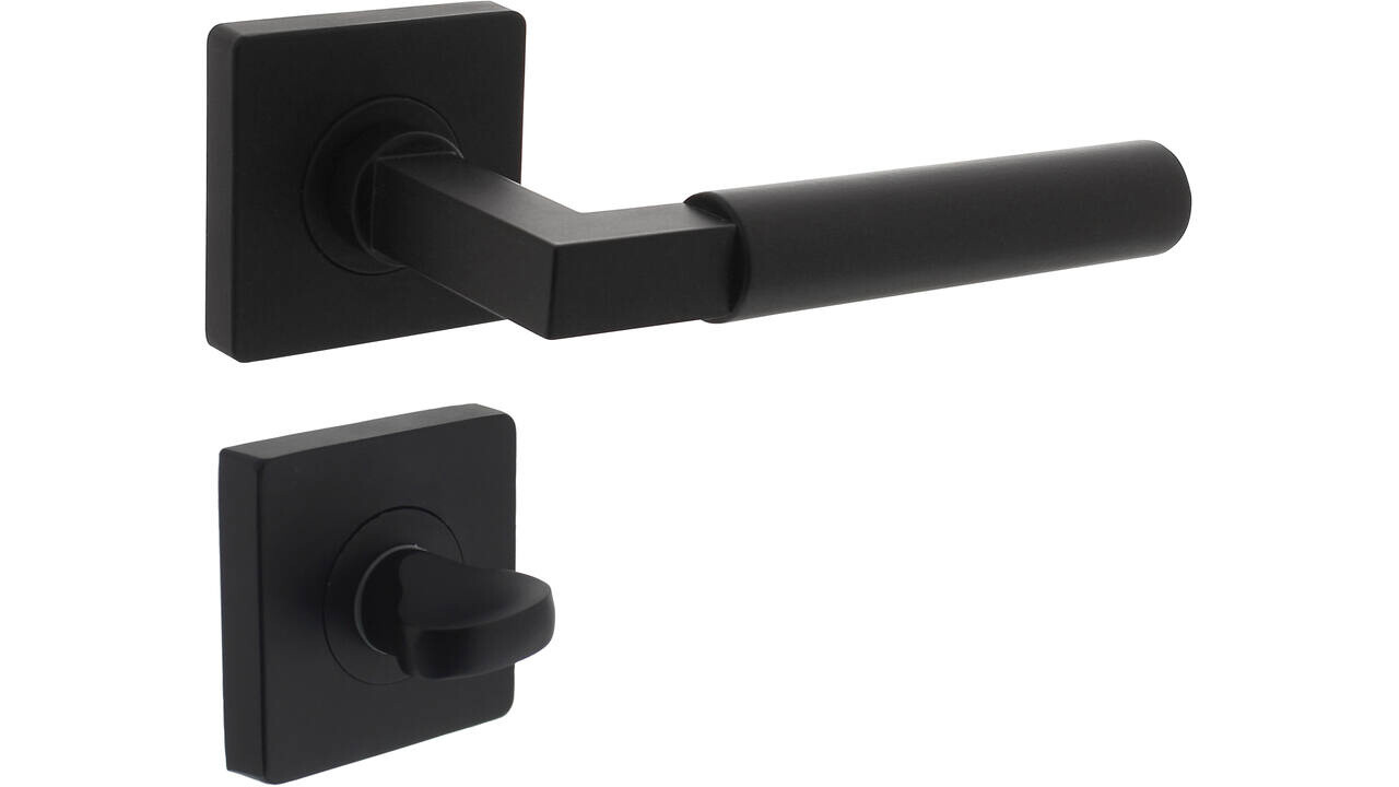 Intersteel Deurkruk Baustil op rozet verdekt 55x55x10mm met nokken zwart