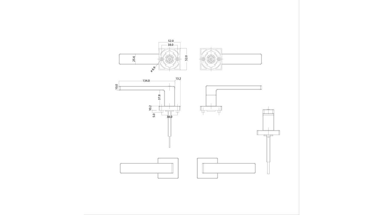 Intersteel Deurkruk Cunera zonder blokkeer mechanisme op rozet verdekt 52x52x10mm met nokken zwart Intersteel Deurkruk Cunera zonder blokkeer mechanisme op rozet verdekt 52x52x10mm met nokken zwart