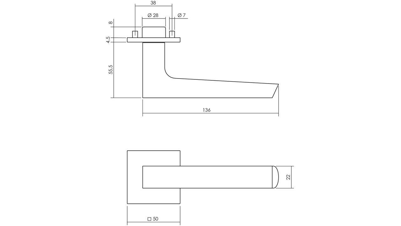 Intersteel Deurkruk Moors No.1 met rozet verdekt 50x50x5mm met nokken rvs/structuur zwart Intersteel Deurkruk Moors No.1 met rozet verdekt 50x50x5mm met nokken rvs/structuur zwart