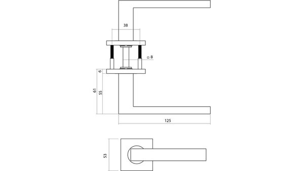 Intersteel Deurkruk Q 05 op rozet verdekt 53x53x6mm PVD zwart