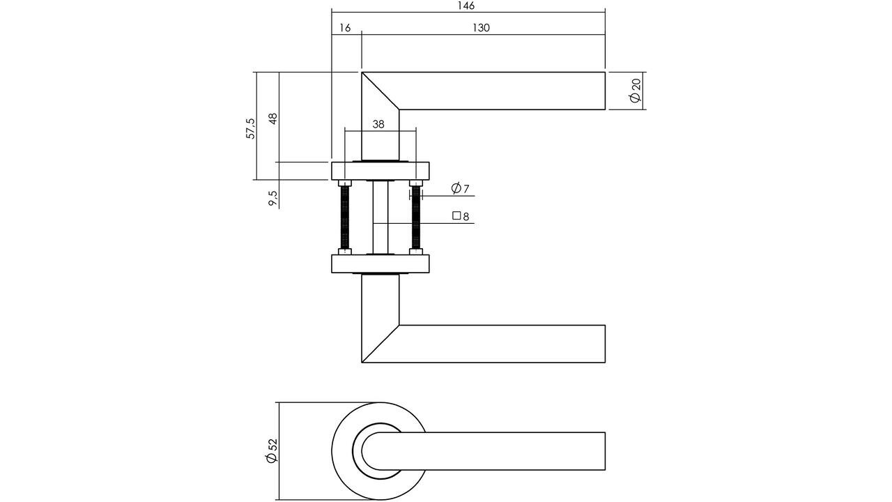 Intersteel Deurkruk Bastian op rozet verdekt ø52x10mm met nokken wit