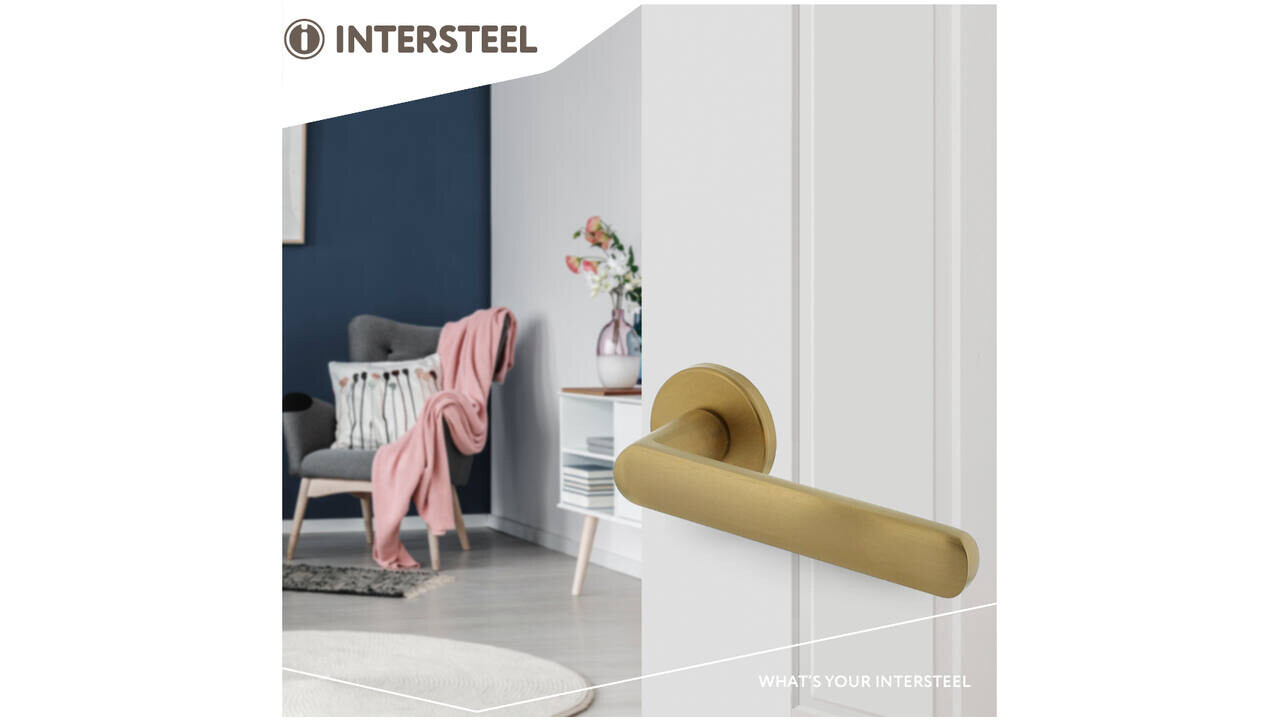 Intersteel Deurkruk Sora met rozet verdekt ø51x5mm met nokken PVD messing mat Intersteel Deurkruk Sora met rozet verdekt ø51x5mm met nokken PVD messing mat