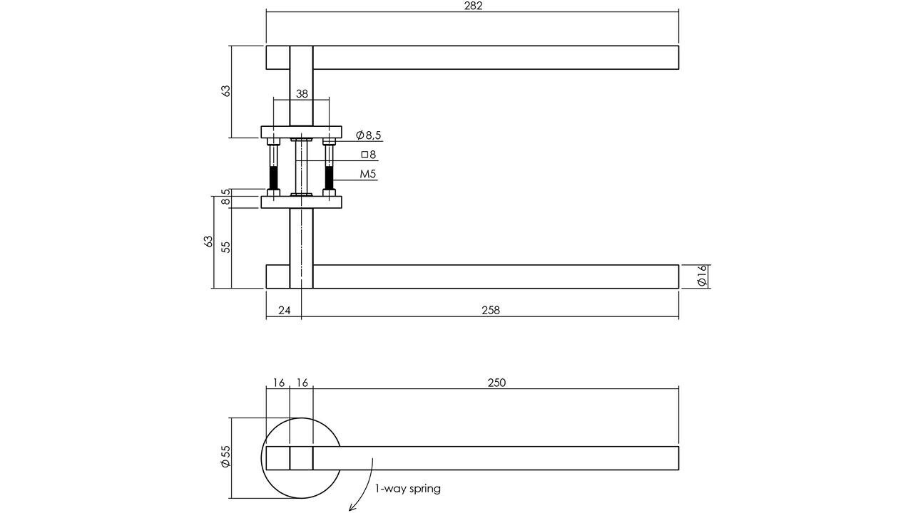 Intersteel Deurkruk Shiraat by Grand & Johnson op rozet éénzijdig verdekt ø55x8mm PVD messing mat