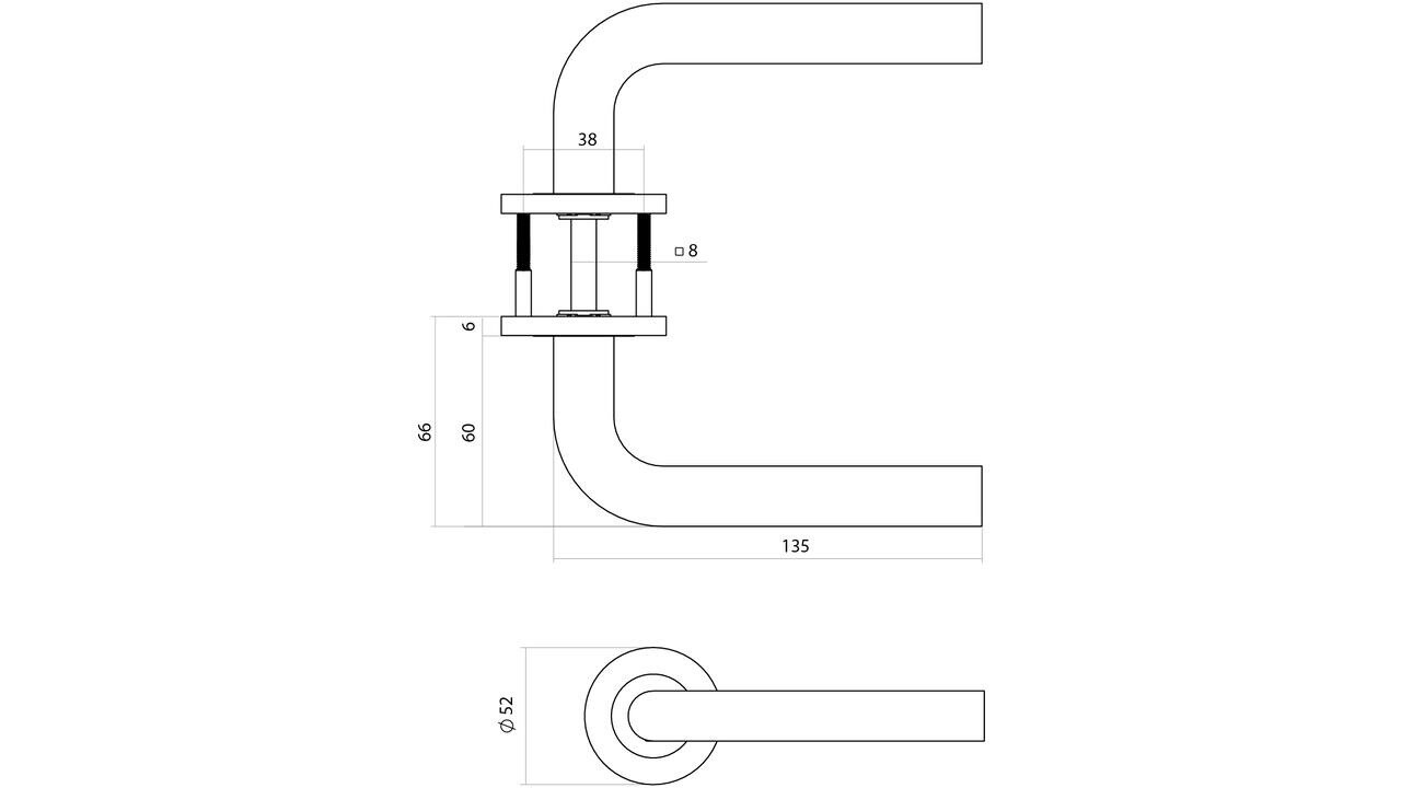 Intersteel Deurkruk Q 02 op rozet verdekt ø52x6mm PVD messing mat