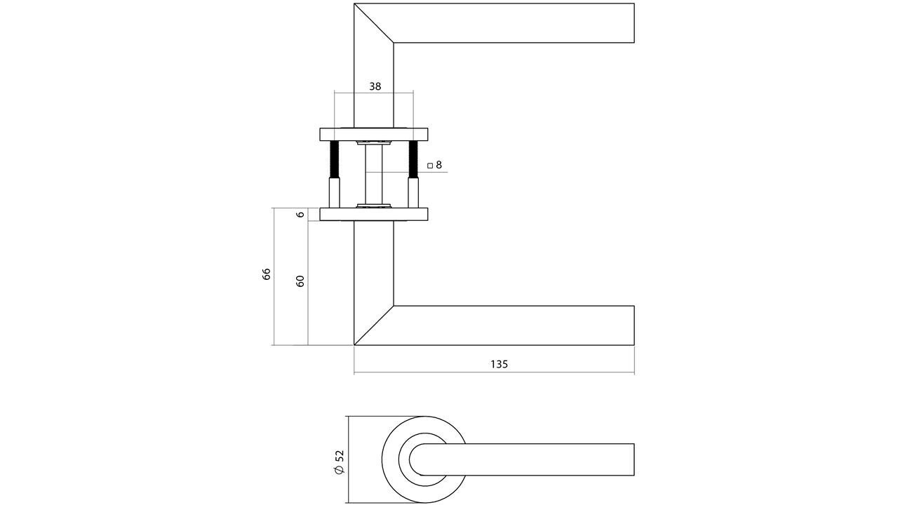 Intersteel Deurkruk Q 01 op rozet verdekt ø52x6mm PVD brons