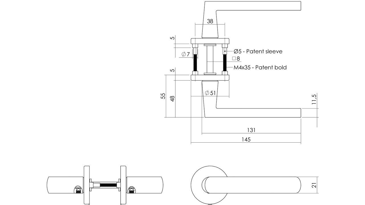 Intersteel Deurkruk Sora met rozet verdekt ø51x5mm met nokken grijs