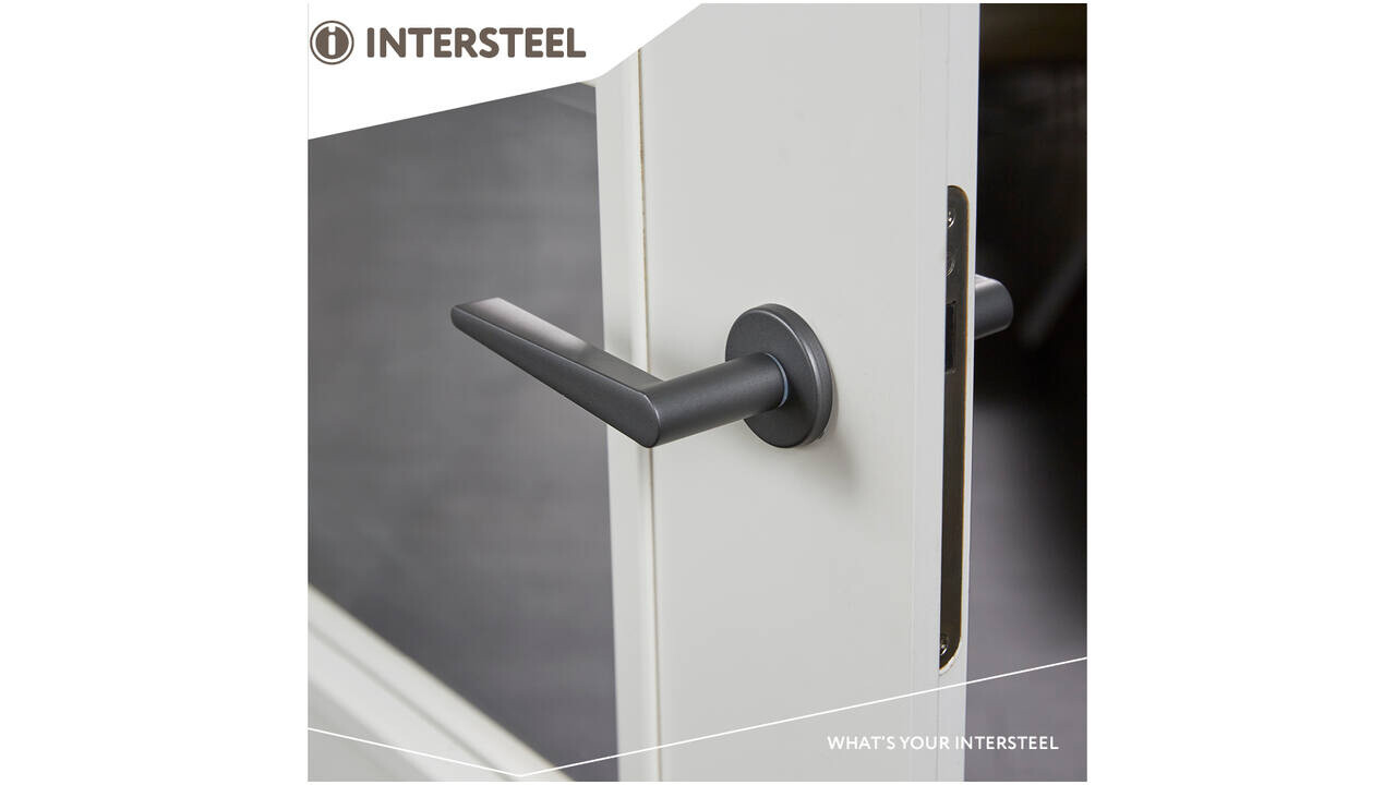 Intersteel Deurkruk Tiga met rozet verdekt ø51x5mm met nokken grijs