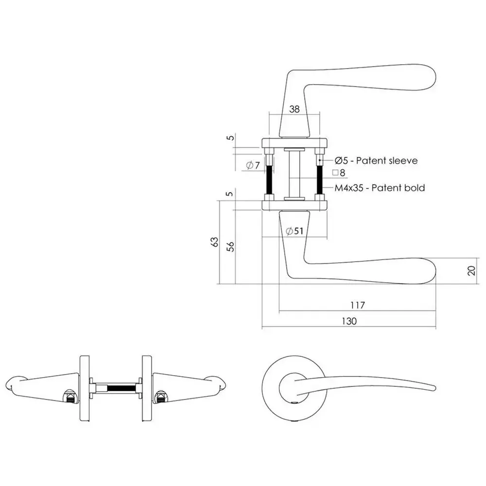 Intersteel Deurkruk Zaia met rozet verdekt ø51x5mm met nokken grijs Intersteel Deurkruk Zaia met rozet verdekt ø51x5mm met nokken grijs