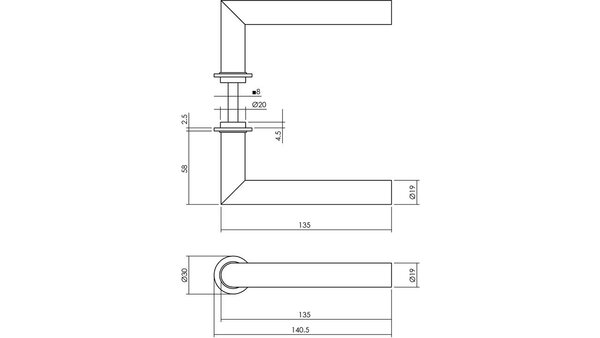 Intersteel Deurkruk Jura met rozet zelfklevend ø30x3mm antraciet grijs