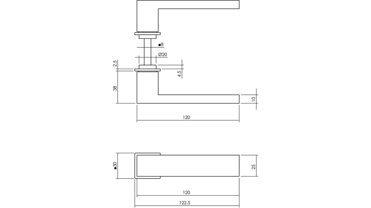 Intersteel Deurkruk Amsterdam met rozet zelfklevend 30x30x3mm antraciet grijs