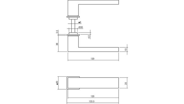 Intersteel Deurkruk Amsterdam met rozet zelfklevend 30x30x3mm antraciet grijs