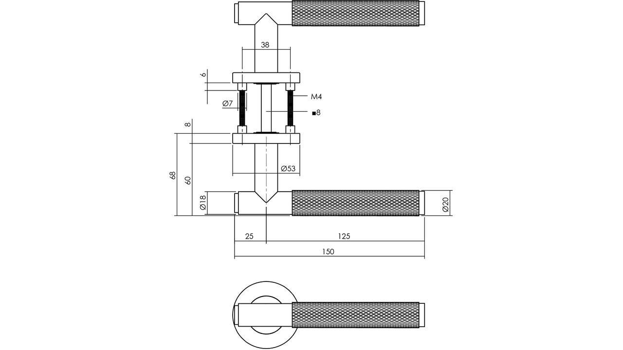 Intersteel Deurkruk Rombo op rozet verdekt ø53x8mm met nokken antraciet grijs Intersteel Deurkruk Rombo op rozet verdekt ø53x8mm met nokken antraciet grijs