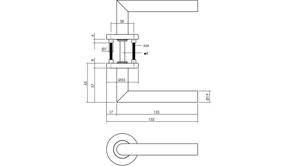 Intersteel Deurkruk Jura op rozet verdekt ø53x8mm met nokken antraciet grijs