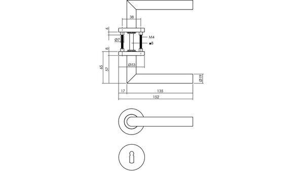 Intersteel Deurkruk Jura op rozet verdekt ø53x8mm met nokken antraciet grijs