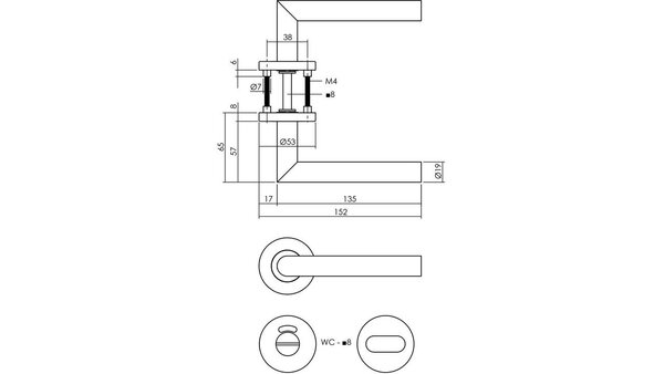 Intersteel Deurkruk Jura op rozet verdekt ø53x8mm met nokken antraciet grijs