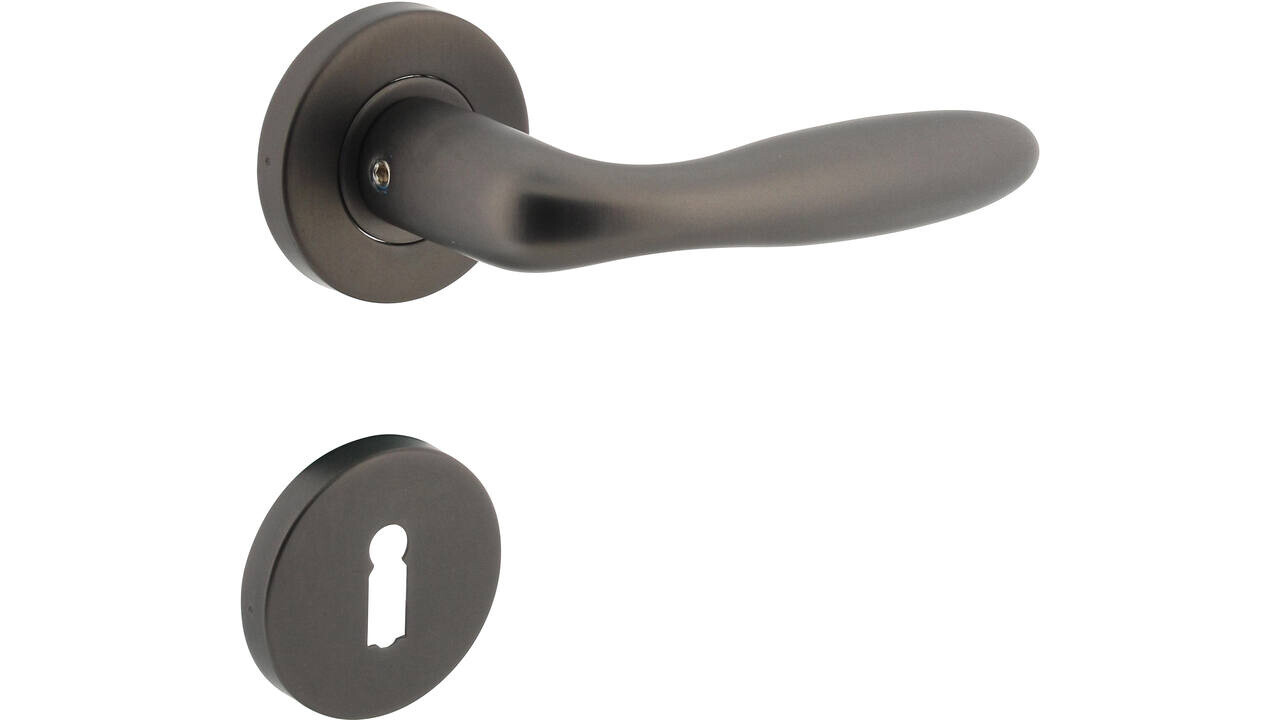 Intersteel Deurkruk Jupiter op rozet verdekt ø53x8mm met nokken antraciet grijs Intersteel Deurkruk Jupiter op rozet verdekt ø53x8mm met nokken antraciet grijs