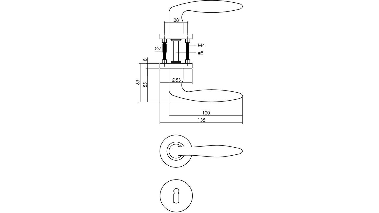 Intersteel Deurkruk Jupiter op rozet verdekt ø53x8mm met nokken antraciet grijs Intersteel Deurkruk Jupiter op rozet verdekt ø53x8mm met nokken antraciet grijs