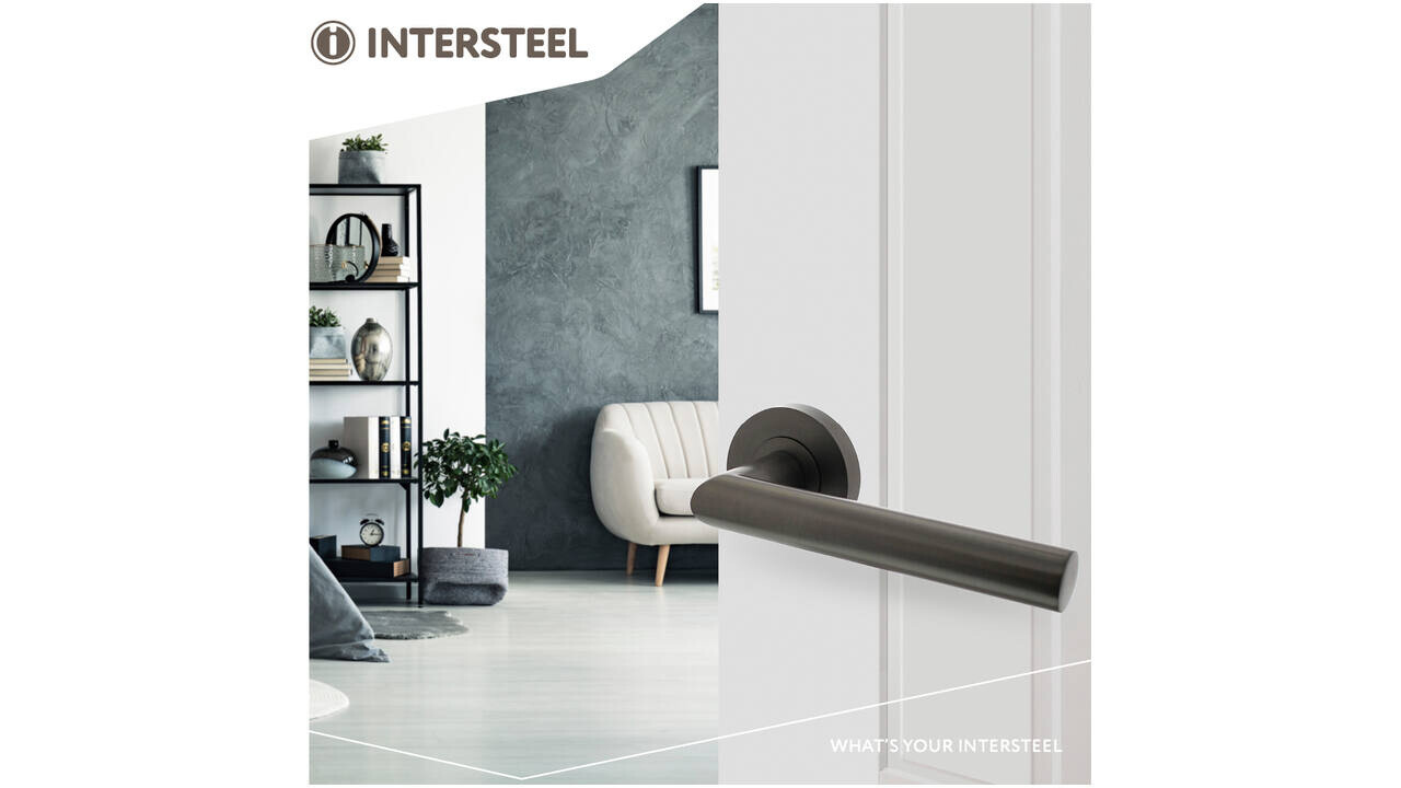 Intersteel Deurkruk Bastian op rozet verdekt ø52x10mm met nokken antraciet grijs