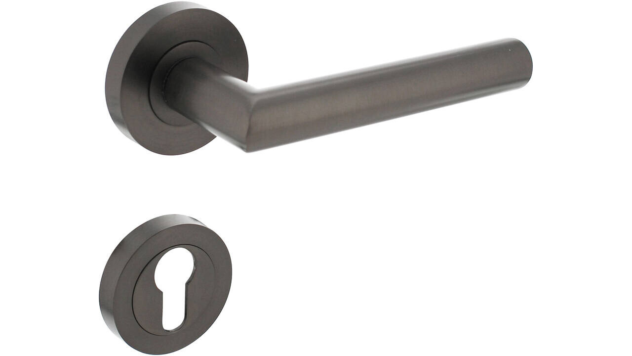 Intersteel Deurkruk Bastian op rozet verdekt ø52x10mm met nokken antraciet grijs