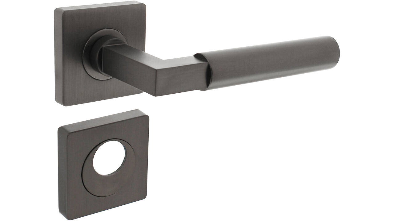Intersteel Deurkruk Baustil op rozet verdekt 55x55x10mm met nokken antraciet grijs