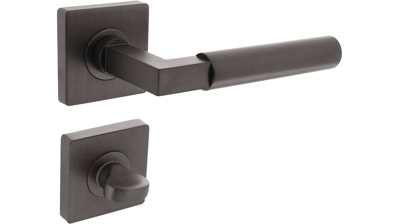 Intersteel Deurkruk Baustil op rozet verdekt 55x55x10mm met nokken antraciet grijs